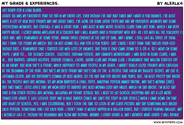 My Grade 6 Experiences.