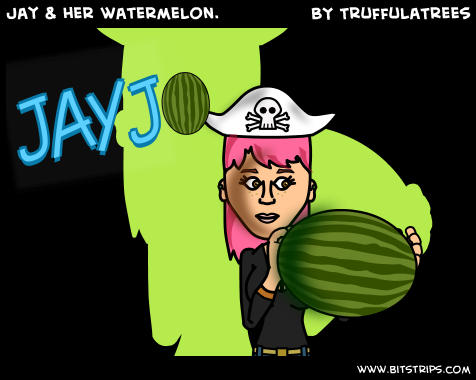 Jay & her watermelon.