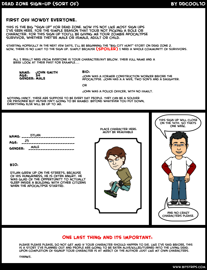 Dead Zone sign-up (sort of)