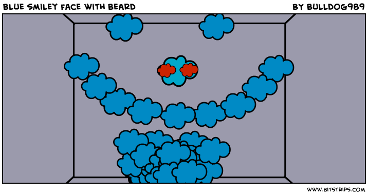 blue smiley face with beard