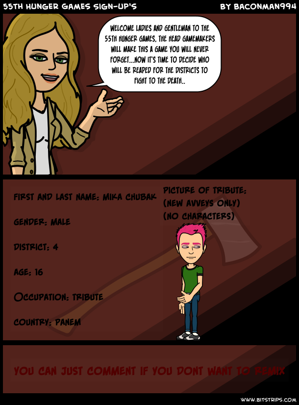 55th Hunger Games Sign-up's
