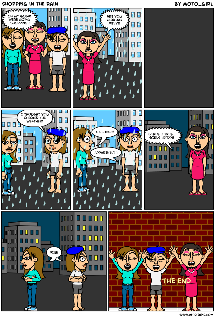 shopping in the rain