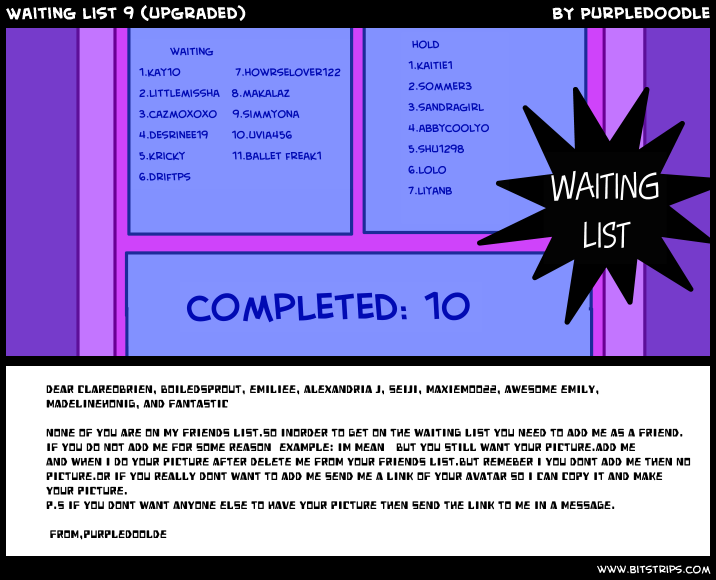 Waiting list 9 (upgraded)