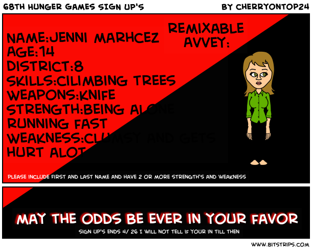 68th Hunger Games SIGN UP'S