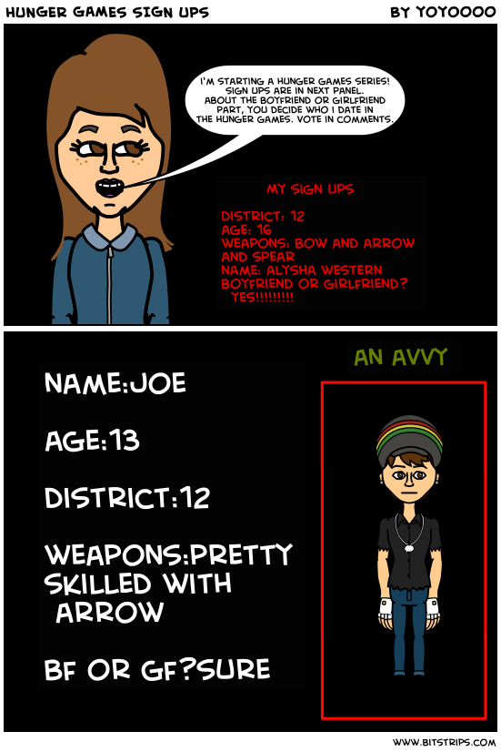 HUNGER GAMES SIGN UPS