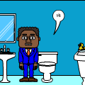 In the bathroom with black man