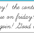My first contest is due....