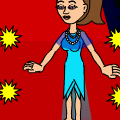 Blue Dress with Poncho