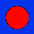 red dot on a blue background
