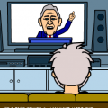 Norman Mailer watches tv