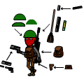 Various army gear.