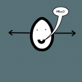 a egg saying hello