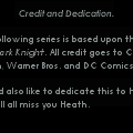 Credit and Dedication