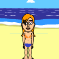 'Blue and Orange Bikini'
