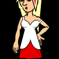 punk hair & flashy dress.