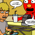 Elmo Serves At Taco Bell