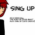 'sings up'