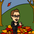 Finn jumps in leaves