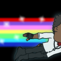 black dudeon a rainbow
