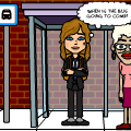 waiting for bus (with ladie)! 
