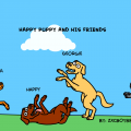 Happy puppy and his friends