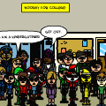 'Hundreds people college'